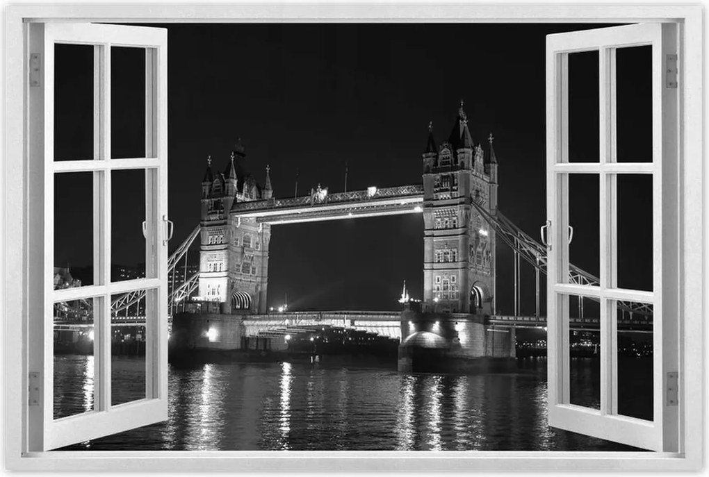 Poszter 60x40 Fekete-fehér Tower Bridge
