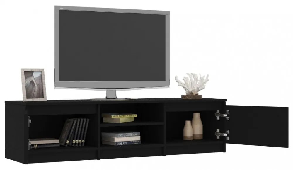 fekete szerelt fa TV-szekrény 140 x 40 x 35,5 cm