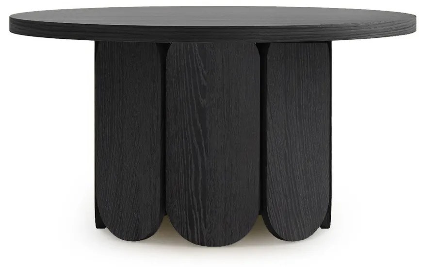 Fekete kerek dohányzóasztal tölgyfa dekorral ø 78 cm Soft – Woodman