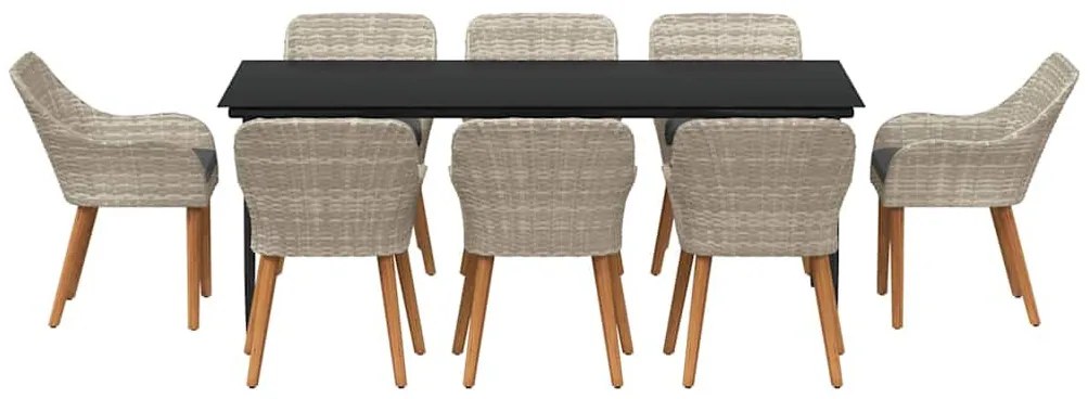 Étkezőgarnitúra 9 pcs Világosszürke Poli rattan