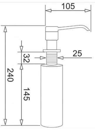 Pyramis 28102701 - Beépíthető fekete szappanadagoló