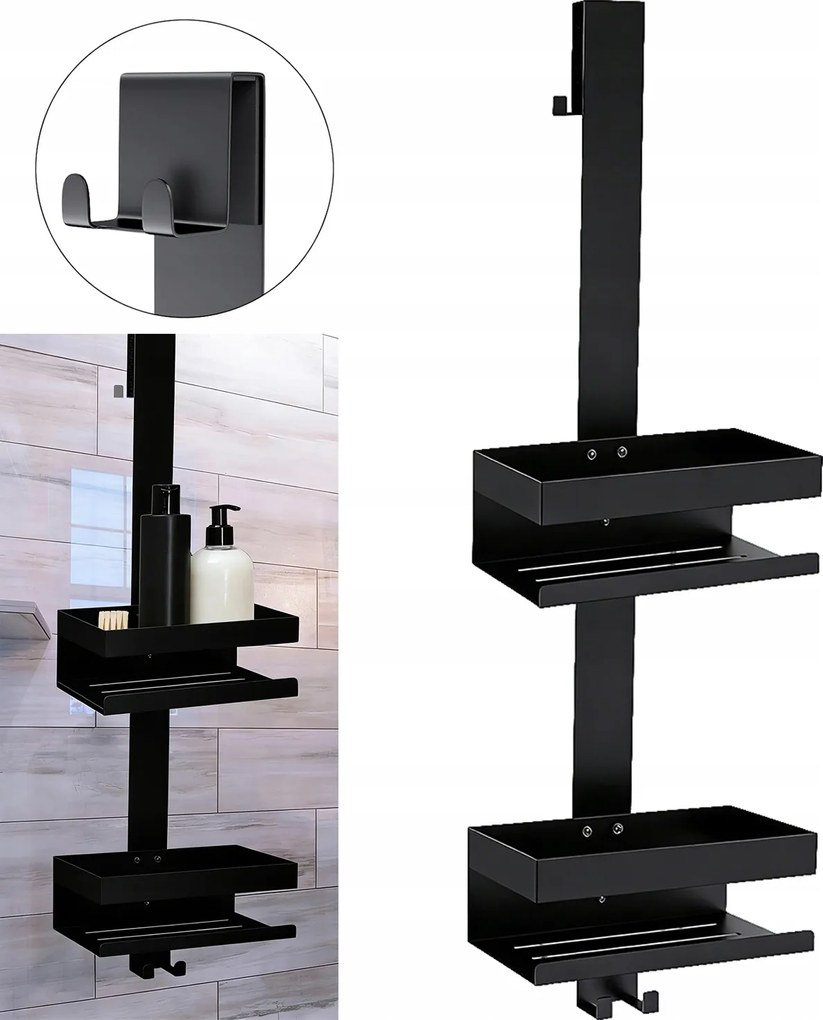 Fürdőszoba polc fekete fürdőszoba polcok zuhanyhoz Kétszintes