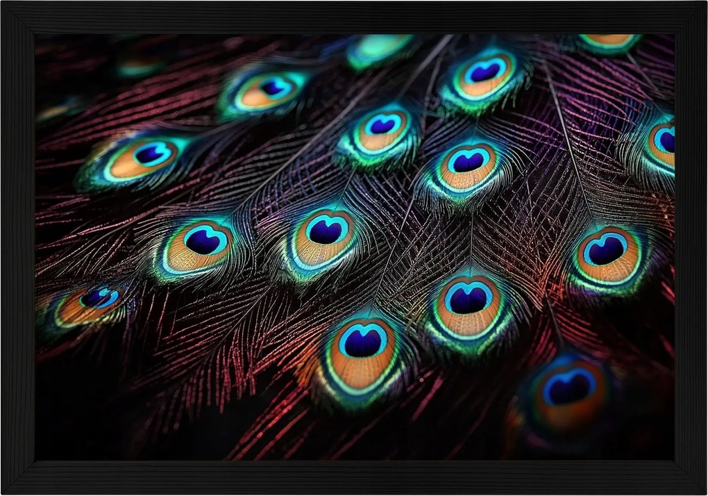 Poszter Keret Fa Páva Toll Páva Színes Szemek Természet Peacock 60x40