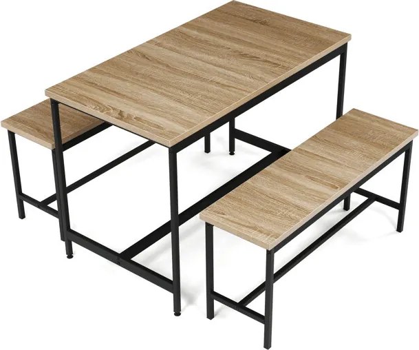 Étkezőgarnitúra 2 paddal, 110x60x75 cm méretben, MDF kivitelben, tölgy színben OAK