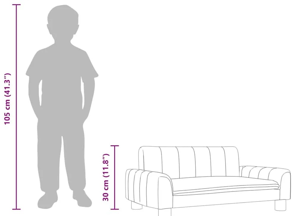 barna gyerek szövetkanapé 50 x 40 x 30 cm