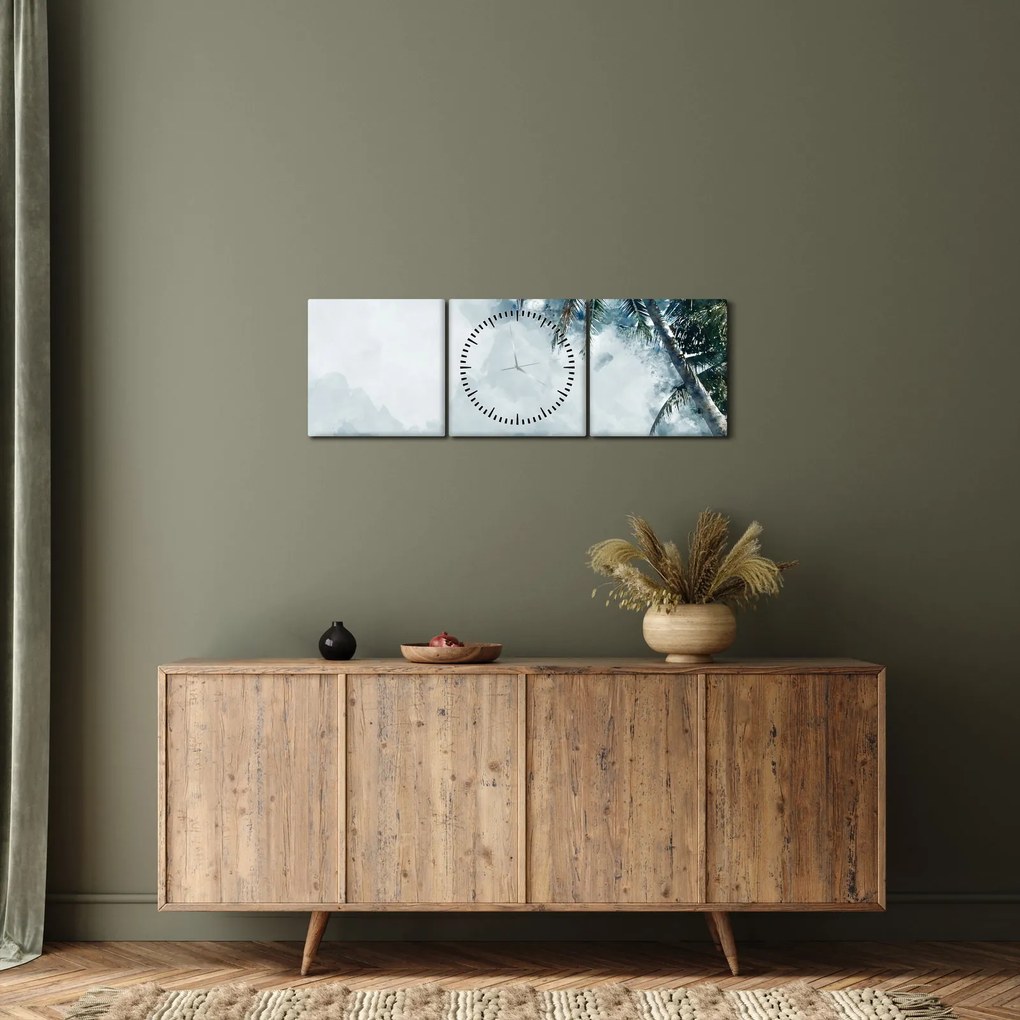 Egy pálmafa képe a tenger felett (órával) (90x30 cm)