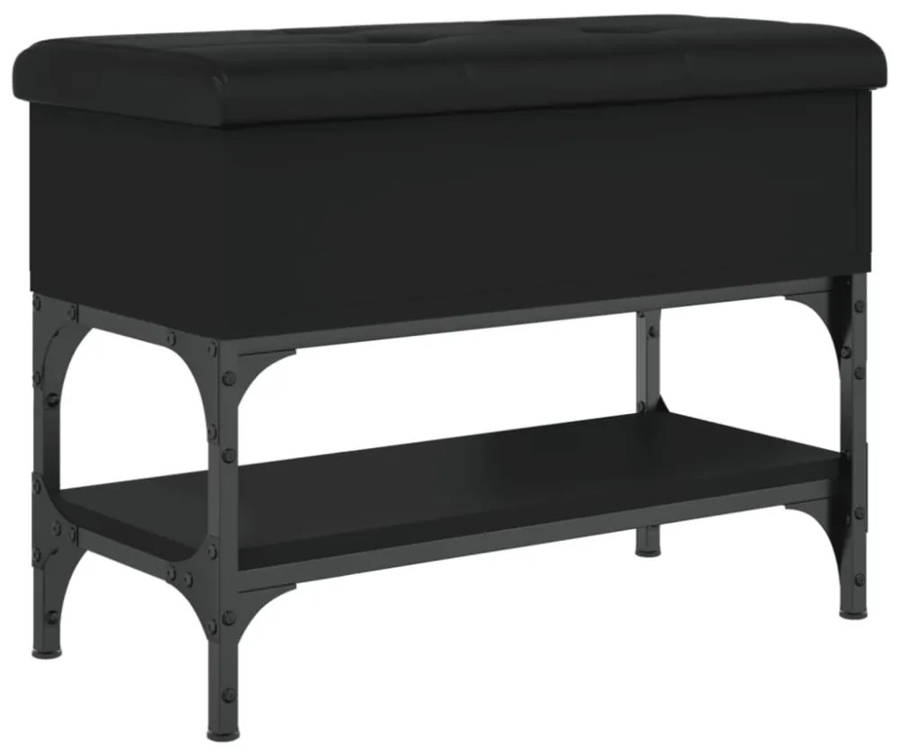 fekete szerelt fa cipőtároló pad 62 x 32 x 45 cm