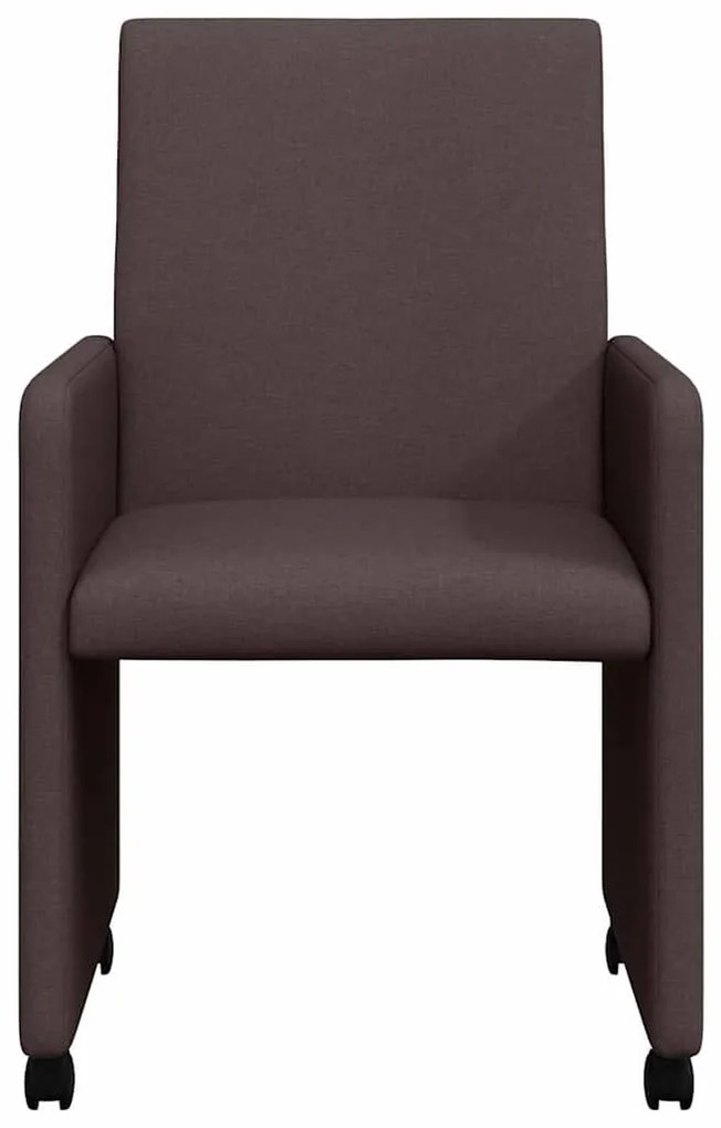 Étkező Székek kerékkel 2 pcs sötétbarna 57 x 66 x 94 cm szövet