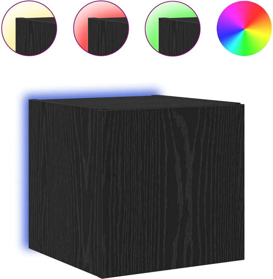 vidaXL TV Fali Szekrény Fekete tölgy 30,5 x 35 x 30 cm Faanyag
