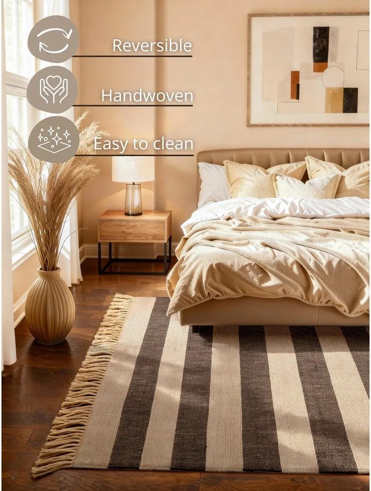 Fekete-krémszínű kétoldalas-kézi szövésű juta szőnyeg 200x300 cm Playa – Hanse Home