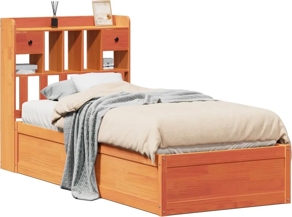 vidaXL viaszbarna tömör fenyőfa ágy matrac nélkül 100 x 200 cm