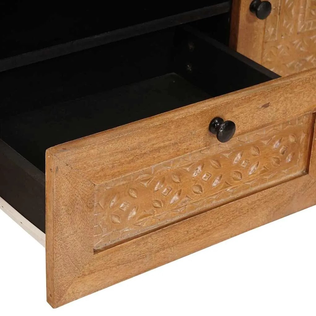 TV szekrény fiókkal Világosbarna 105 x 33 x 46 cm tömör mangófa