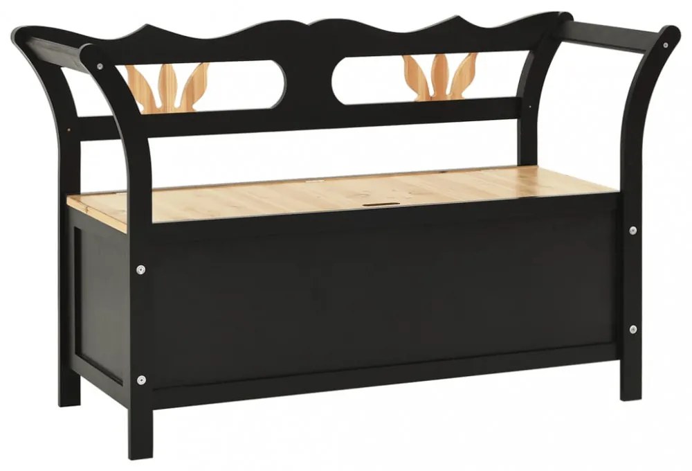 fekete tömör fenyőfa pad 107 x 45 x 75,5 cm