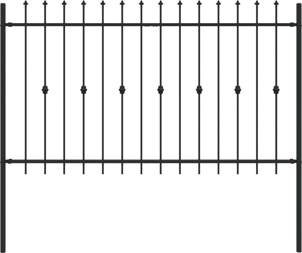 vidaXL Tüskés kerítés Fekete 200 x 130 cm Porszórt acél