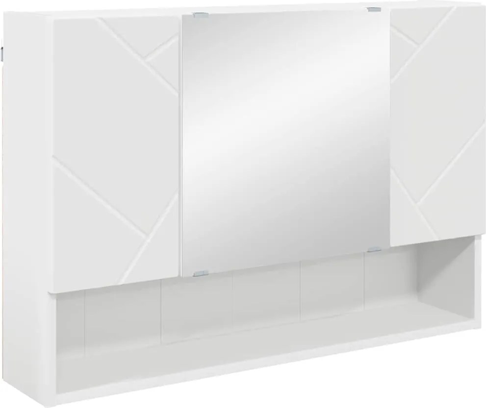 vidaXL Tükörszekrény Falra szerelhető Fehér 80 x 17 x 55 cm Faanyag