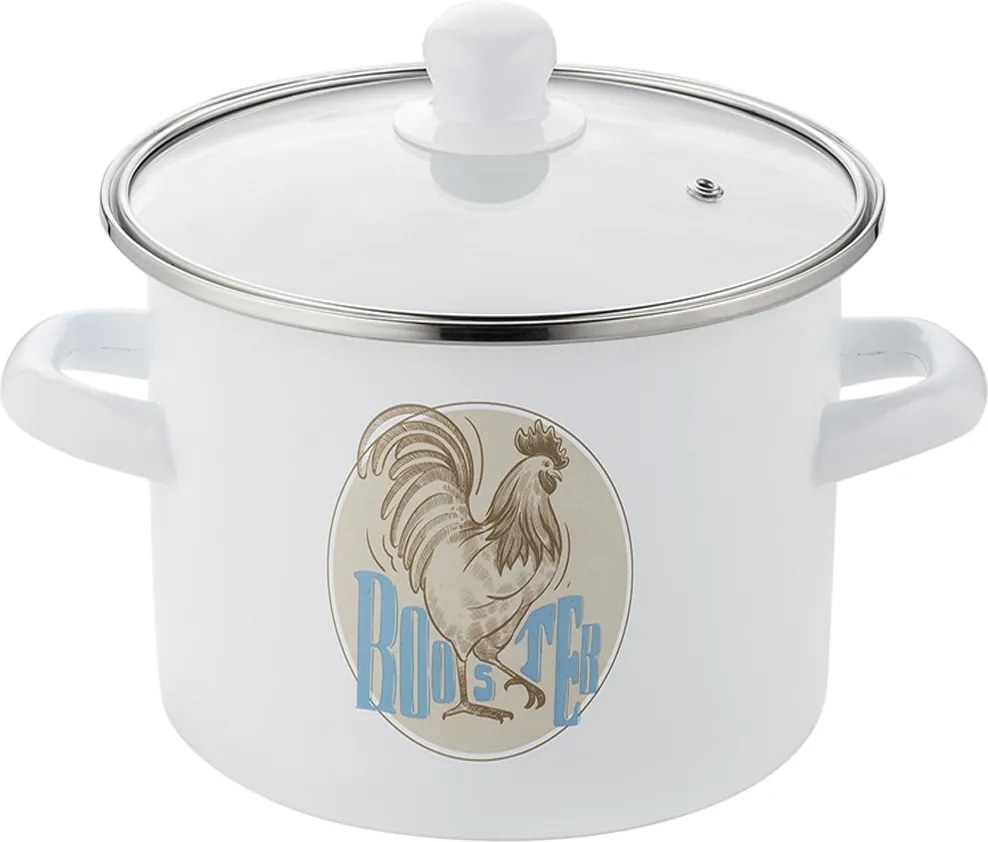 Edény fedővel hagyományos zománcozott egyenes 2.2 L Emalia Pleszew kakas