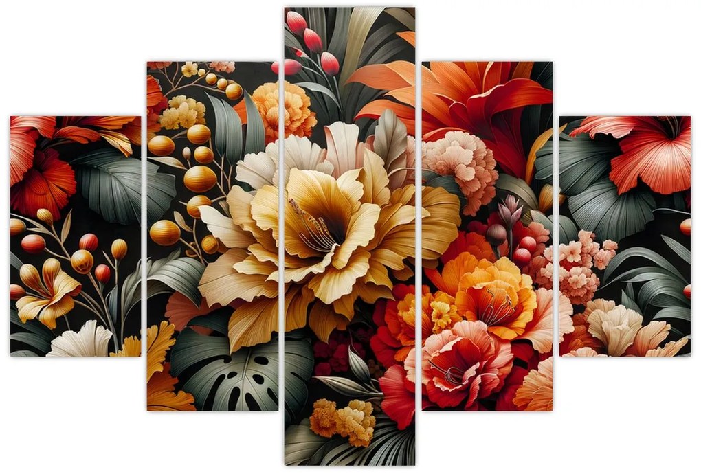 Kép - Narancs-vörös virágok (150x105 cm)