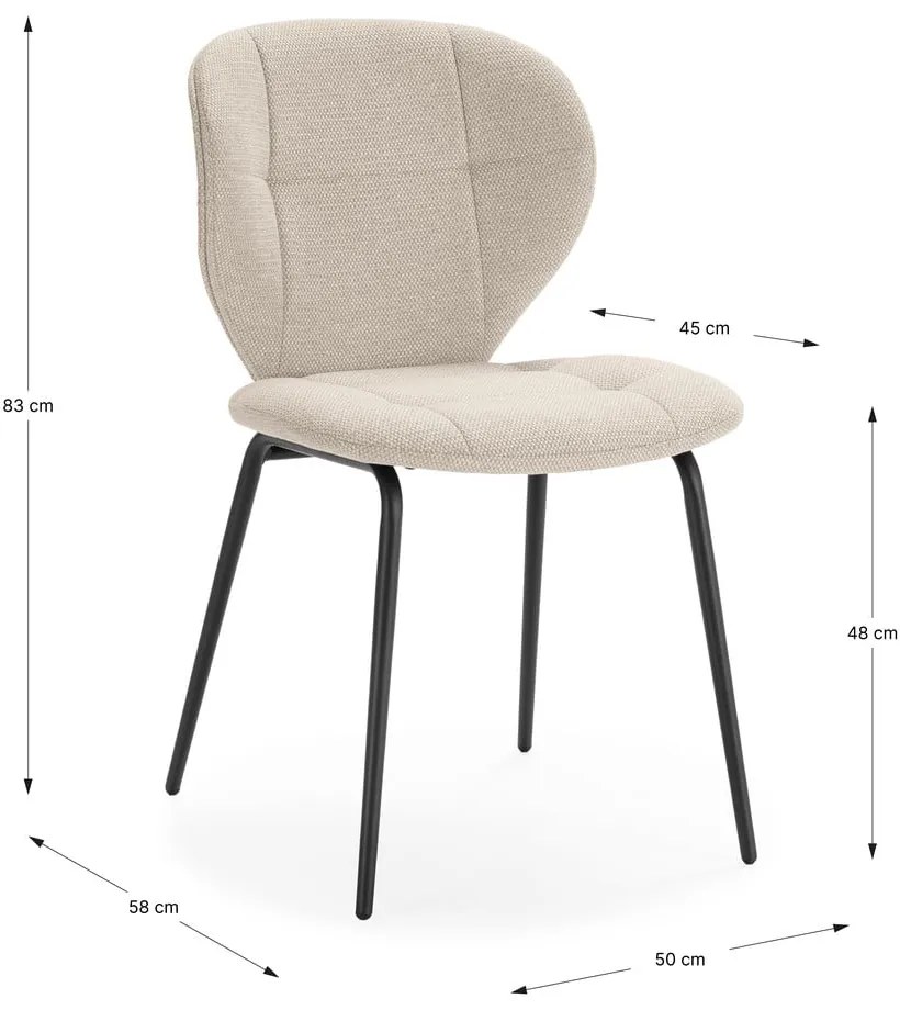 Krémszínű étkezőszék szett 2 db-os Maori – Marckeric