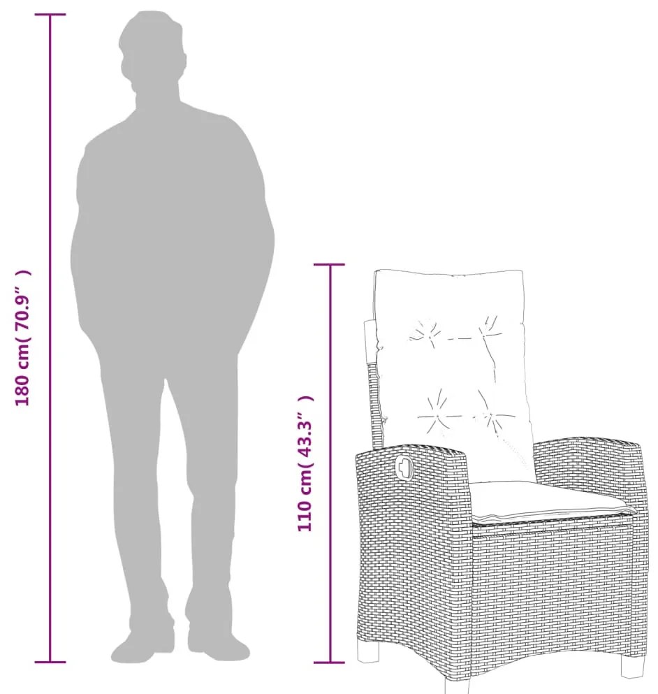 vidaXL 5részes világosszürke polyrattan kerti étkezőgarnitúra párnával