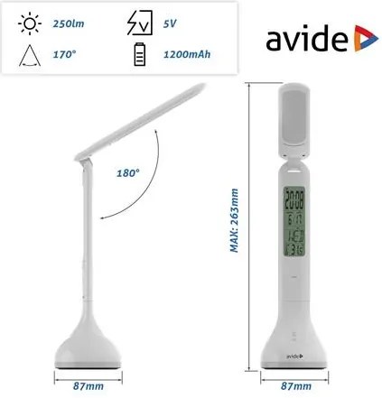 Asztali lámpa, LED, 4W, AVIDE Calendar, fehér (AVALRGBW)