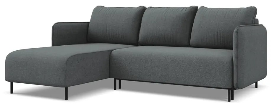 Sötétszürke kinyitható-tárolóhelyes sarokkanapé (bal oldali) Luana – Makamii