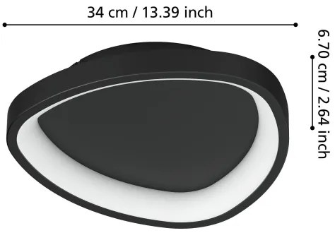 Eglo 901584 - LED Dimmelhető mennyezeti lámpa LORETELLO LED/12W/230V fekete + távirányító