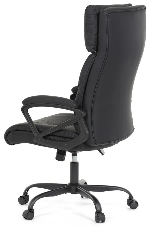 Scaun pivotant de birou confortabil în negru cu tapițerie din piele artificială. KA-Y346