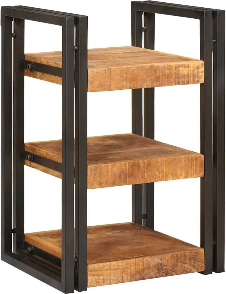 vidaXL Éjjeli asztal Barna és fekete 38 x 33 x 58 cm Tömör Mangófát