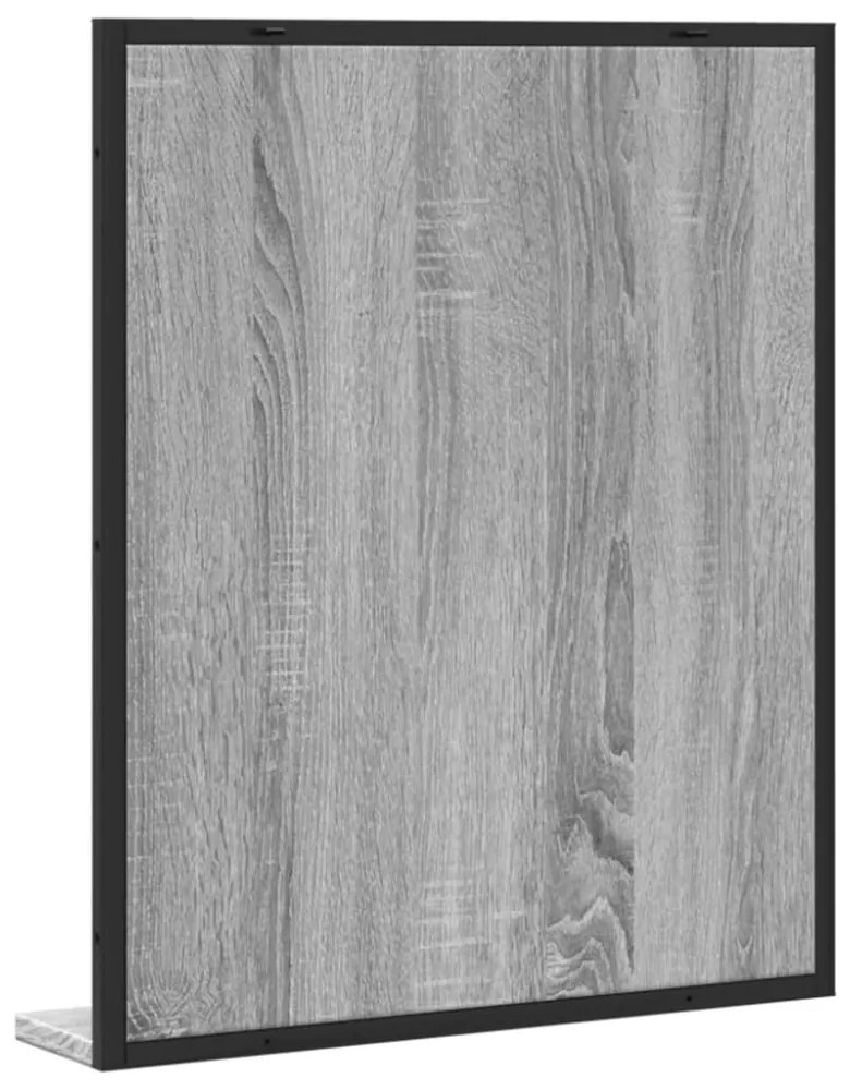 szürke sonoma szerelt fa fürdőszobai tükör polccal 50x12x60 cm