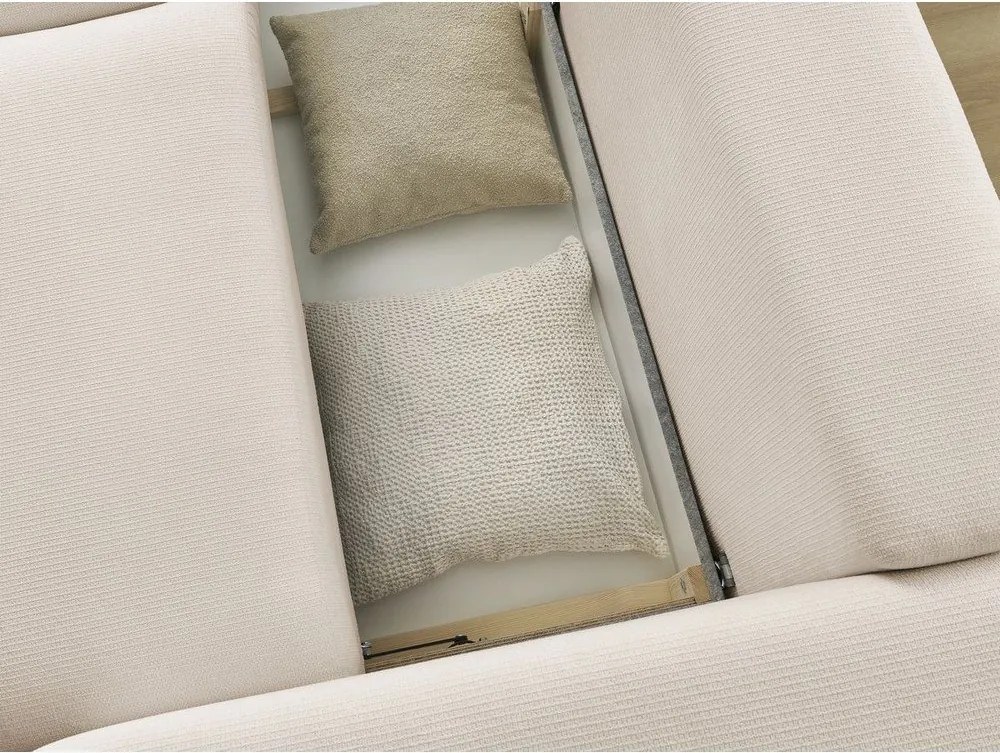 Bézs kinyitható-tárolóhelyes kanapé 265 cm Ezechiel – Bobochic Paris