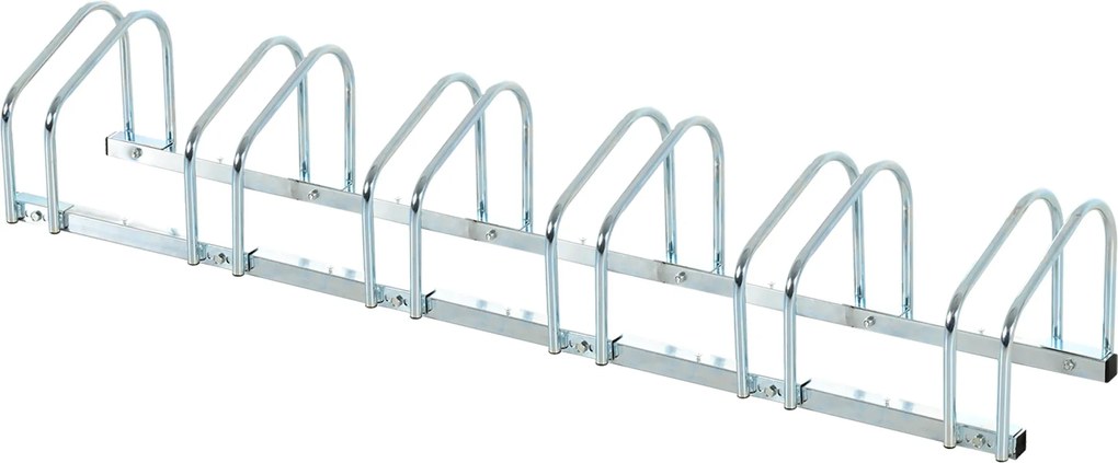 HOMCOM Kerékpártámasz - 6 Kerékpár Tárolására Alkalmas, Időjárásálló, Tartós Föld- és Faltartó Acél, 179 x 33 x 27 cm | Aosom