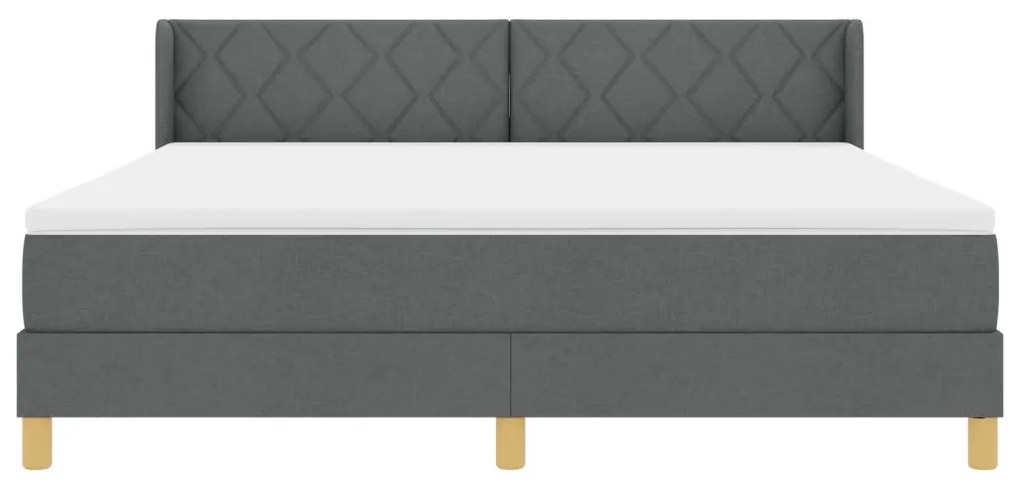 Boxspring ágy matraccal, sötétszürke színben, 180 x 200 cm, szövet.