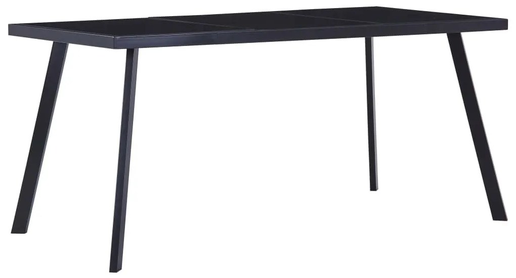 Fekete edzett üveg étkezőasztal 180 x 90 x 75 cm