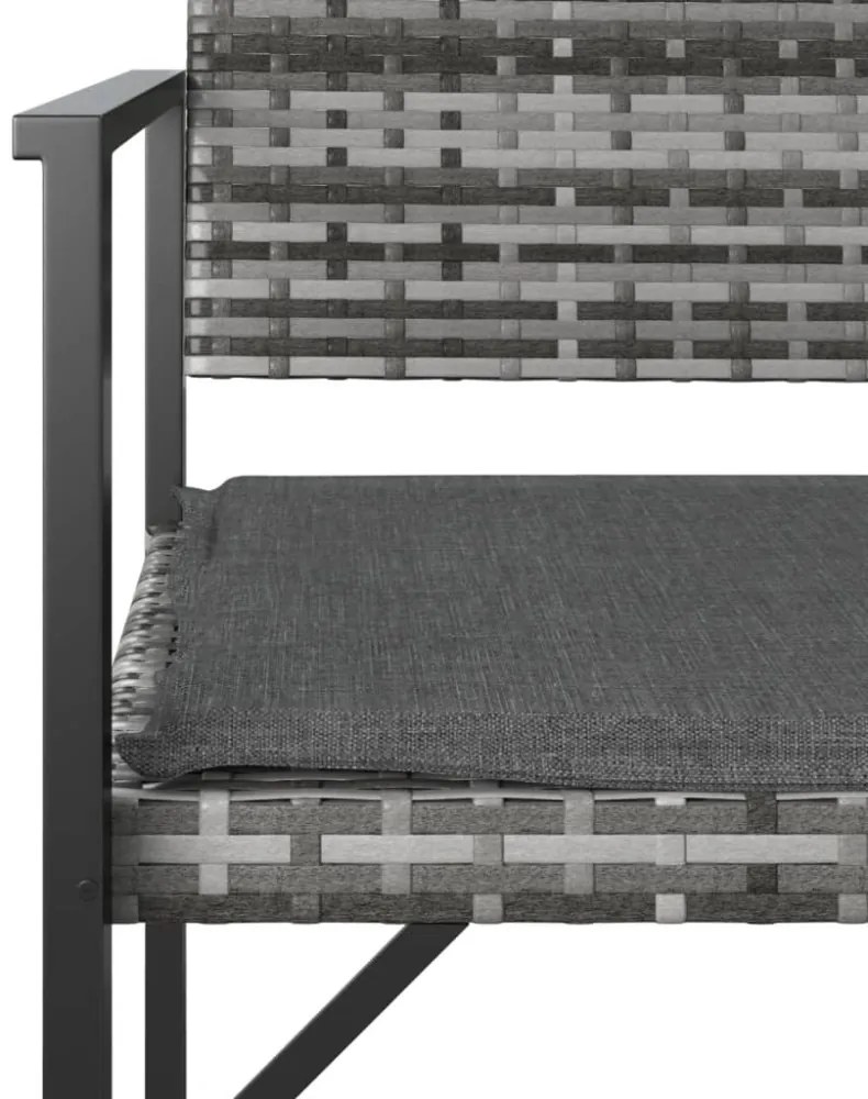 2-személyes szürke polyrattan kerti pad párnával