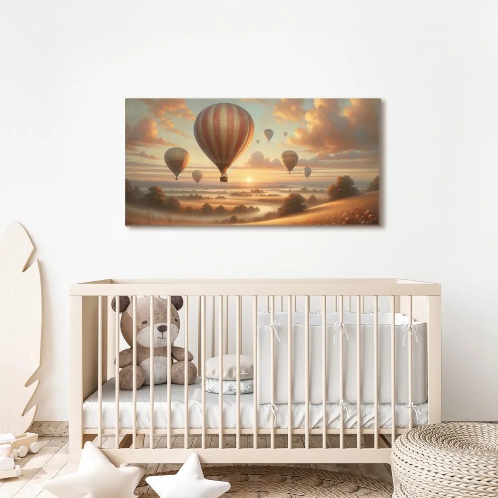 Kép naplemente ballonokkal