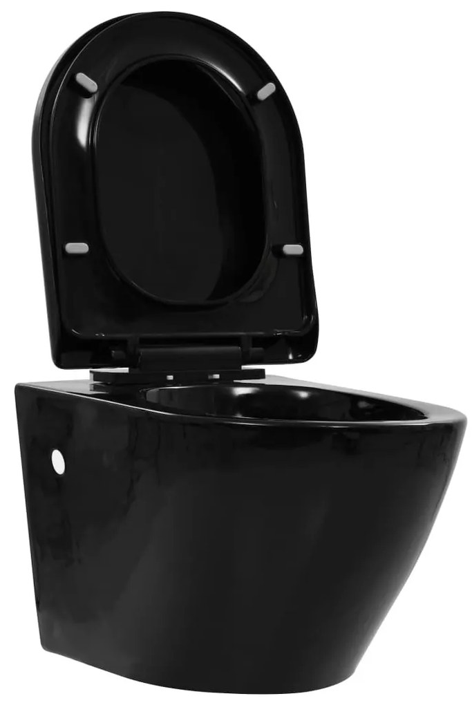 Fekete kerámia perem nélküli fali WC