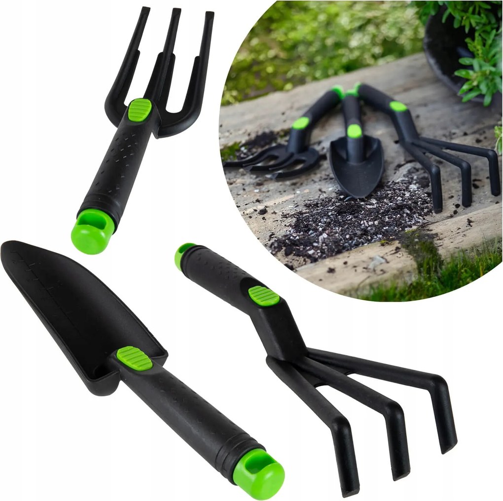 3X Gereblye Karom Spatula Kerti Szerszám Készlet