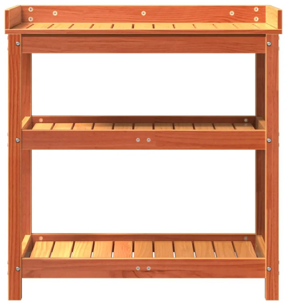 barna tömör fenyőfa ültetőasztal polccal 82,5 x 45 x 86,5 cm