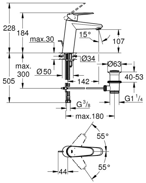 GROHE 23448002 - Mosdócsaptelep EURODISC COSMOPOLITAN, M méret, króm
