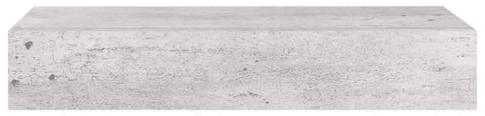 betonszürke MDF falra szerelhető fiókos polc 60 x 23,5 x 10 cm