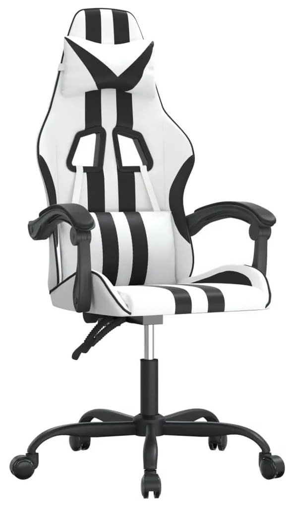 fehér és fekete műbőr forgó játékszék