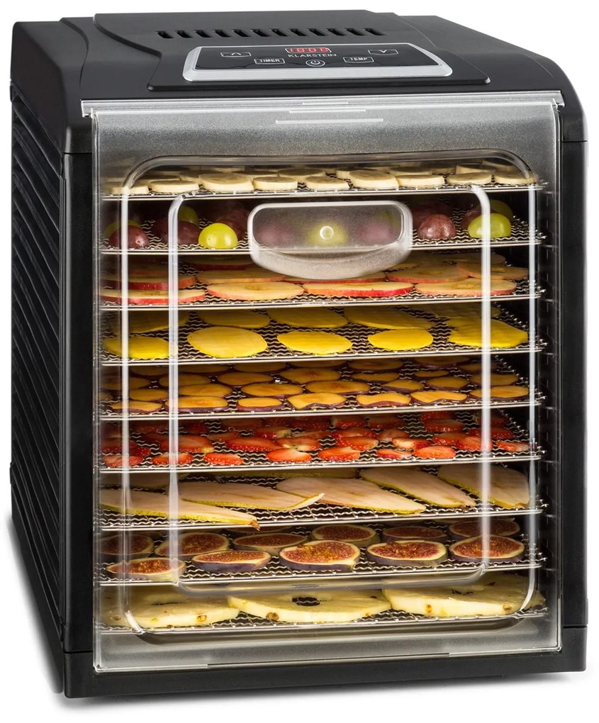Klarstein Fruit Jerkyu Plus 9, aszalógép, 600-700 W, 35-70 °C, időzítő, 9 emelet