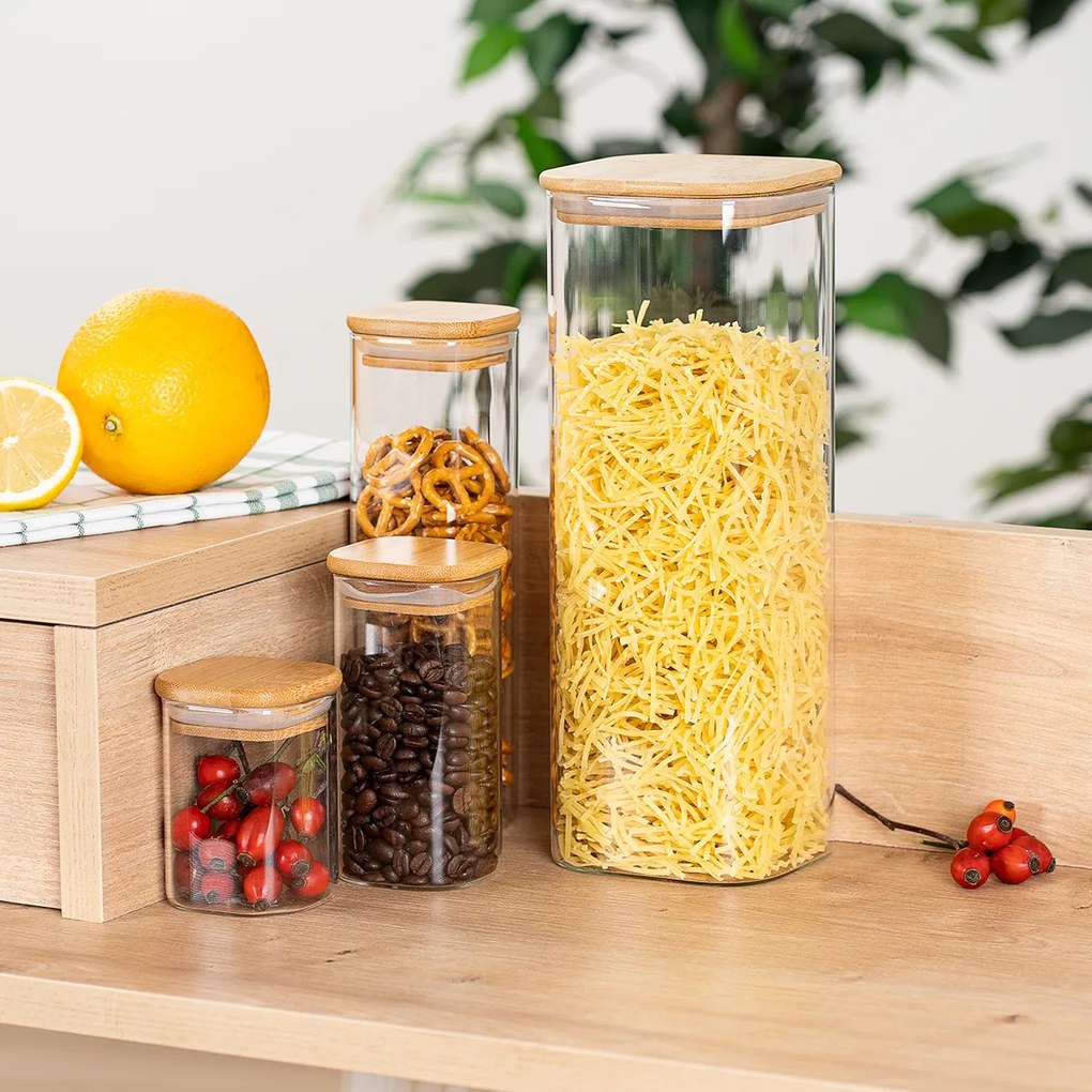 4Home Üveg élelmiszer tároló fedéllel Bamboo, 2000 ml