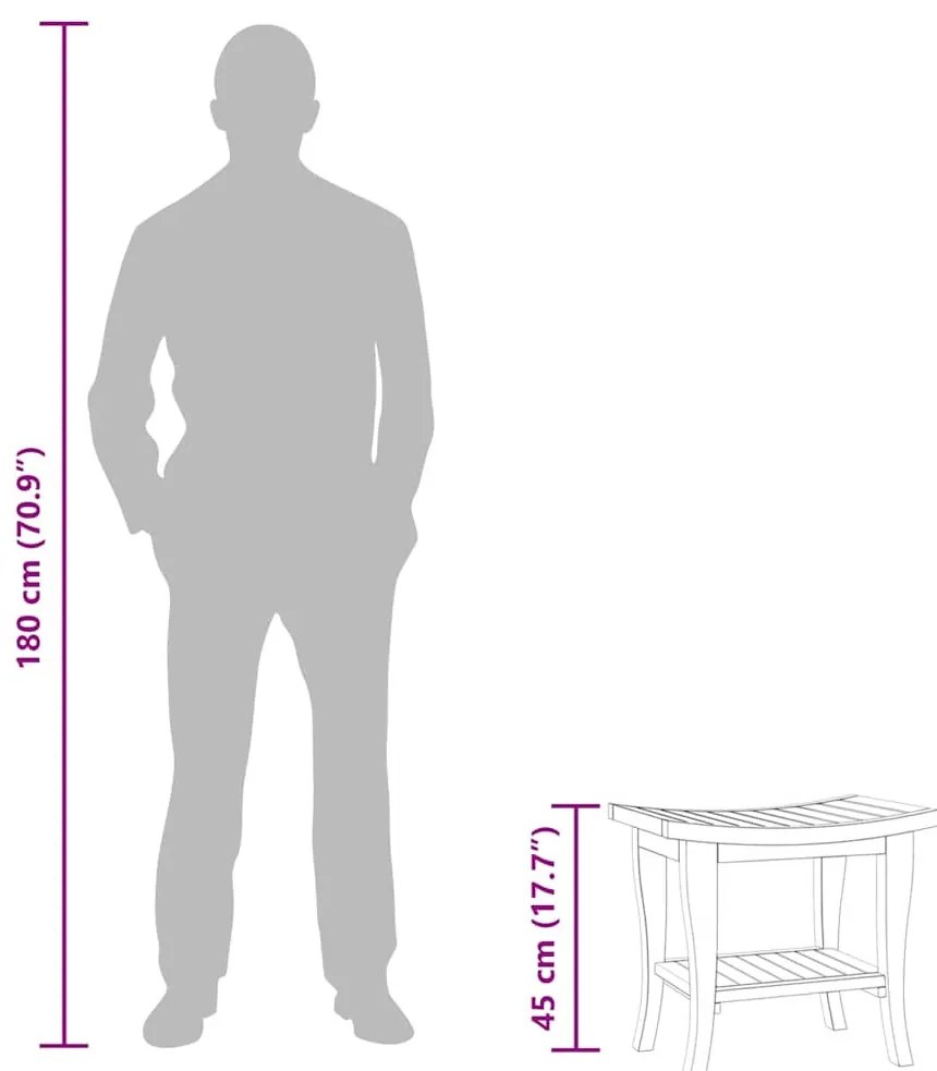 tömör tíkfa fürdőszobai kisasztal 50 x 35 x 45 cm