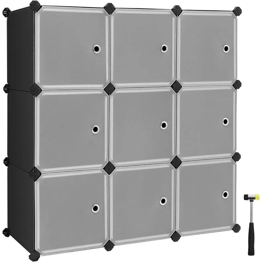 9 kocka műanyag polc rendszerező, szekrény ajtókkal