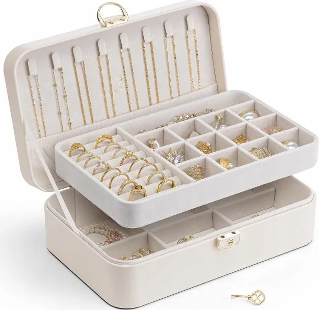 Ékszertartó doboz, bézs