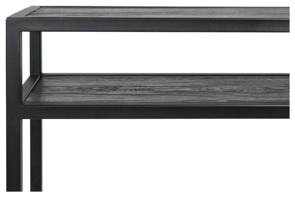Fekete konzolasztal tölgyfa asztallappal 30x120 cm Daniël – Spinder Design
