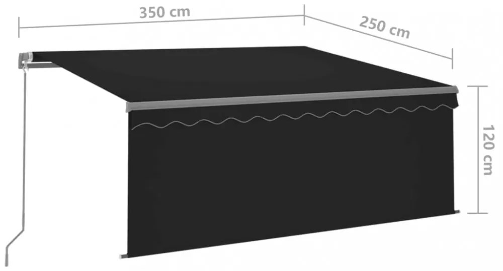 antracitszürke kihúzható LED-es napellenző redőnnyel 3,5x2,5 m