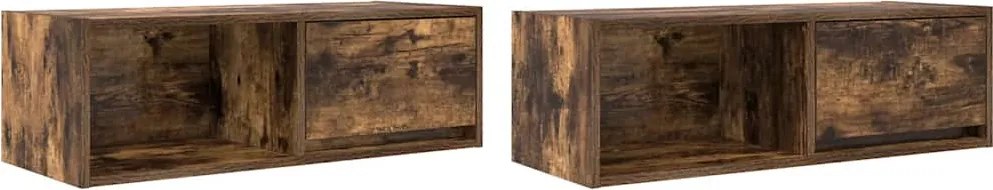 vidaXL 2 db füstös tölgy színű szerelt fa TV-szekrény 80x31x25,5 cm