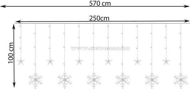 Karácsonyi LED fényfüzér Csillag és Hópehely M1326LED 3.5 Méter 138 Led KÉK